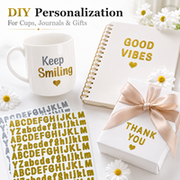 Autocollants en vinyle mat doré personnalisés, résistants à la chaleur et imperméables, lettres argentées, étiquettes adhésives pour tasses, journaux, cadeaux, bricolage