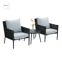 Ensemble de canapés d'extérieur en corde tressée BHR Leisure Modern Villa, chaises de bistrot, chaises de jardin, chaises en aluminium, meubles de balcon empilables