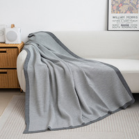 Couverture tricotée 100 % polyester personnalisable, motif géométrique nordique noir, blanc et gris, toutes saisons, pour canapé et lit