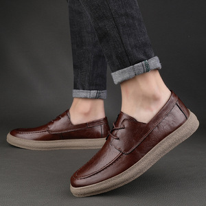New Wholesale Pure Cow Leather Men's Casual Shoes Winter Spring Wedding Loafers Slip-On <b>Platform</b> Comfort Soft Breathable - Product Image 6