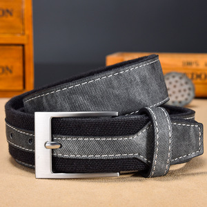 Muestras Disponibles, Cinturón de Lona Marrón con Parches de Aleación de Buena Calidad para Hombre, Cinturones de Diseño para Ropa de Trabajo, Regalos Corporativos, Vestidos de Oficina - Product Image 2