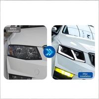 Pour Skoda Octavia 2015-2017, ensemble de phares 12V 35W, modification avec double lentille LED en forme de L, clignotants séquentiels, One Million