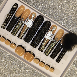 <span class=keywords><strong>Uñas</strong></span> Postizas Acrílicas Francesas Largas Tipo Bailarina <span class=keywords><strong>con</strong></span> Brillantes Estrellas de Diamante, <span class=keywords><strong>Uñas</strong></span> Artificiales Personalizadas al por Mayor - Product Image 3