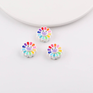 Cuentas de flores acrílicas de 10 mm para la fabricación de joyas, accesorios de bricolaje, forma de pétalo, cuentas sueltas coloridas - Product Image 3