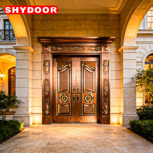 Puerta de Seguridad Clásica de Cobre con Núcleo de Acero Inoxidable, Puerta Principal de Villa, Puerta Doble, Puerta Exterior de Mansión, Puerta Palladiana - Product Image 1