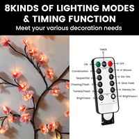 Nouvelles lumières LED en forme de fleurs de pêche roses, de fleurs de cerisier et de vignes de saule pour la décoration murale de Noël avec des branches d'arbre