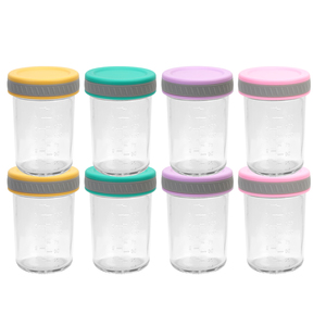 โหลแก้วใส่อาหารสำหรับเด็กขนาด4ออนซ์8ออนซ์ภาชนะปราศจากสาร BPA เป็นมิตรกับสิ่งแวดล้อมพร้อมฝาปิดกันรั่วสำหรับตู้แช่แข็ง - Product Image 6