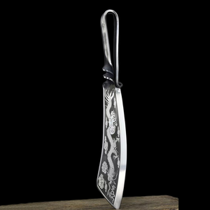 Cuchillo <span class=keywords><strong>para</strong></span> Cortar <span class=keywords><strong>Leña</strong></span> Forjado a Mano en Longquan, China, Dragón Volador en el Cielo, Mango de Acero Integrado, Cuchillo de Madera - Product Image 2