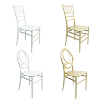 Chaise en bambou de luxe blanche, dorée et argentée, en plastique durable pour hôtel, salle à manger, fête, usage extérieur