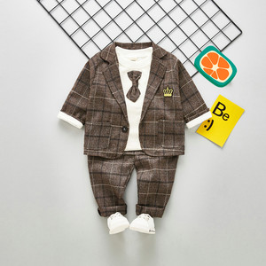Conjuntos de Ropa de Primavera para Bebé Niño, Pantalones, Camiseta de Manga Larga, Corbata de Moño, Traje de Tres Piezas, Vestidos para Niños - Product Image 2