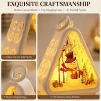 Lanterne de Noël LED à lumière ambrée chaude, décorative suspendue avec anneau pour arbre de Noël, maison, fête, vente en gros