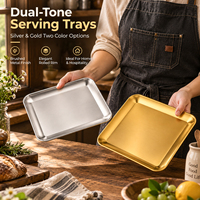 Plateau carré à base plate en acier inoxydable 304 de style coréen, assiette de barbecue durable, plat de service pour collations, vaisselle pour hot pot