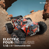 HUVELON 1/18 4WD 4x4 Monster Truck Brushless 3-en-1 Tout-Terrain Télécommandé 2.4GHz RTR Qualité Hobby
