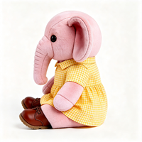 Peluche Éléphant Kawaii avec Robe Jaune à Revers et Chaussures en Cuir – Doux Animal en Peluche Mignon et Adorable