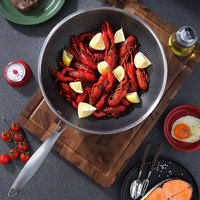 Vendeur chaud Batterie de cuisine hybride Poêles de cuisson réutilisables en acier inoxydable Poêle à frire antiadhésive en nid d'abeille écologique Batterie de cuisine hexclad