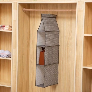 Classic Design Printed Non-Woven Density Board Folding Door <b>Wardrobe</b> <b>Hanging</b> Bag 50L Capacity Breathable Portable Home Storage - Product Image 4
