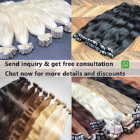 Extensions de cheveux russes en gros, 100 % cheveux humains, extensions à bandes invisibles, cheveux vierges Remy non traités, cheveux humains naturels