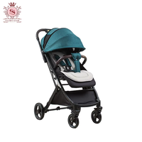 Poussette de voyage compacte en lin de haute qualité, roues universelles à 360°, cadre en alliage d'aluminium, poussette légère pour bébé, style sac à dos