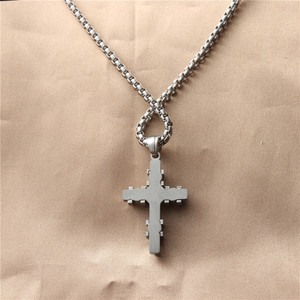 Men's Titanium Steel <b>Cross</b> Pendant Necklace Geometric Design Everyday Wear 12004 - Product Image 2