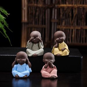 <b>Tea</b> Pet Decorations Can Be Raised Mini "Four Nos" Little Monk Zen <b>Tea</b> <b>Set</b> Accessories Flower Pot Decoration Purple Clay <b>Tea</b> Pet - Product Image 1