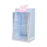 Support de présentation de tabac en acrylique poli moderne APEX à 3 niveaux avec rangement verrouillable et éclairage LED