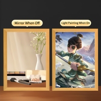 Peintures et décorations murales, miroir avec éclairage LED, peinture personnalisée, cadre lumineux, décoration d'ambiance nocturne pour chambre à coucher, hôtel, grande taille