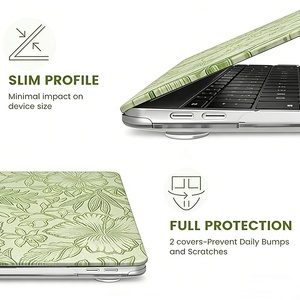 Funda para MacBook Air <span class=keywords><strong>13</strong></span> Pulgadas 2020-2018 (A2337 M1 A2179 A1932) Carcasa Rígida de Plástico con Textura de Cuero y Diseño Floral en Relieve - Product Image 3