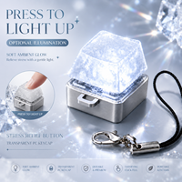 Porte-clés clavier mécanique personnalisé en fibre de carbone, capuchon de touche effet glace craquelée, fidget clicker, lumière LED optionnelle, support de clé, pendentif cadeau