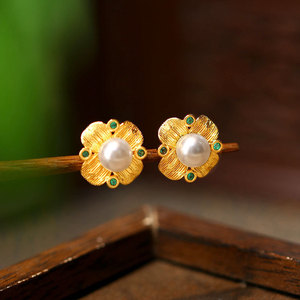 Boucles d'oreilles vintage rétro style littéraire d'<span class=keywords><strong>occasion</strong></span> haut de gamme Sweet Palace Boucles d'oreilles argent aiguille perle accessible <span class=keywords><strong>luxe</strong></span> mode goujon - Product Image 5