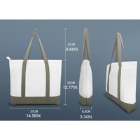Sac fourre-tout portable haut de gamme toutes saisons avec fermeture éclair, réutilisable, grande taille, en toile de coton, avec poche latérale pour bateau et bandoulière