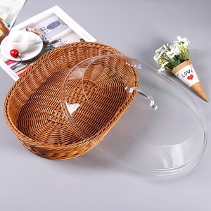 <strong>Rattan</strong> Bread <strong>Basket</strong> <strong>Rattan</strong> Food Oval Bread Serving Woven Fruit <strong>Basket</strong> with Acrylic Lid for Home Picnics <strong>Storage</strong> - Product Image 4