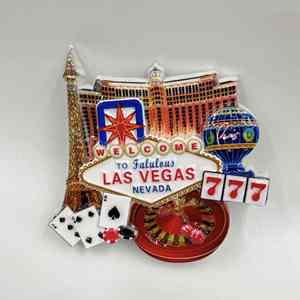 Aimant de réfrigérateur 3D en résine écologique Art Déco de Las Vegas, États-Unis, avec message et design personnalisable - Product Image 6