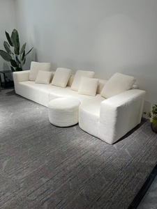 Sofá de Felpa en Forma de L, Fácil de Guardar, Sofá Plegable de Lujo Europeo con Otomana Redonda para Muebles de Sala de Estar - Product Image 2