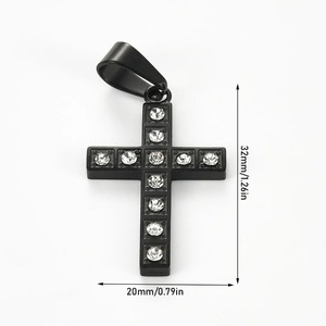 Collier pendentif croix religieuse en acier inoxydable avec strass brillants pour hommes et femmes, chaîne ras-du-cou, breloques, cadeaux de bijoux DIY - Product Image 6