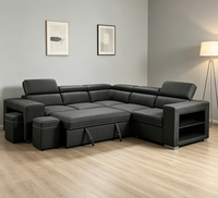 Muebles de Dormitorio, Diseño Europeo, Sofá Cama en Forma de L de Dos Plazas con Almacenamiento, Tela Resistente y Cómoda, Muebles de Sala de Estar