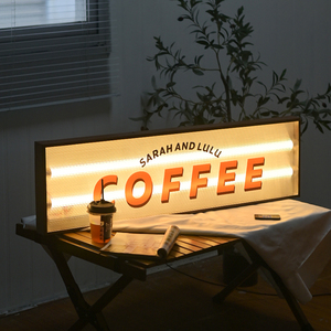 Tùy Chỉnh Cà phê cửa hàng <span class=keywords><strong>lightbox</strong></span> nền tường/Cửa tip signage, <span class=keywords><strong>retro</strong></span> bầu không khí LED chiếu sáng logo Acrylic Hộp đèn - Product Image 2