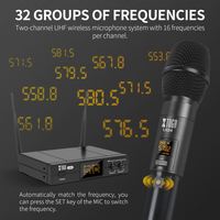 XTUGA LXD4 Microphone sans fil dynamique professionnel à 2 canaux pour l'enregistrement en studio et le karaoké Microphone sans fil