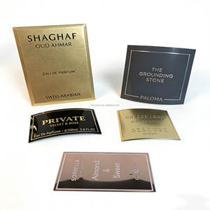Pegatina de Metal grabado en relieve 3D para paquete de fragancia con logotipo, placa de identificación de aluminio, decoración cosmética, etiquetas de embalaje - Product Image 1