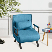 Canapé-lit pliable et extensible avec dossier réglable 5 positions, convertible, en tissu coton et lin, pour salon, bureau, appartement