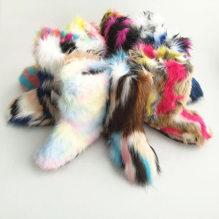 NACHE★韓国大人気 JACQUARD FAUX FUR BOOTS JACQUARD FAUX FUR BOOTS KHAKI BLACK - NACHE