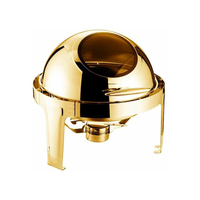 Goldener Edelstahl 201 Runder Chafing Dish Speisenwärmer 6L Fassungsvermögen Alkoholbetrieben 50-70°C Temperaturbereich Hotel