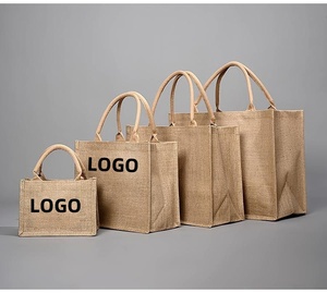 Bolsa de Compras de Yute Reciclado con Logotipo Impreso Personalizado, Bolsa Reutilizable Ecológica para Compras, Venta al por Menor y Promoción - Product Image 1