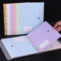Classeur transparent à 3 trous avec 6 pochettes de couleur pour organiser les documents, idéal pour le bureau, l'école et les examens