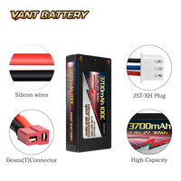 Baterai Li-Po VANT LCG Shorty 2S 100C 3700mAh Akku dengan casing Bullet 4MM panjang 93mm atau 95mm untuk Mobil RC