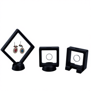 Transparent Square Plastic <b>Jewelry</b> Display <b>Box</b> With Floating Effect <b>For</b> <b>Necklace</b> Earrings Ring Storage Presentation - Product Image 1