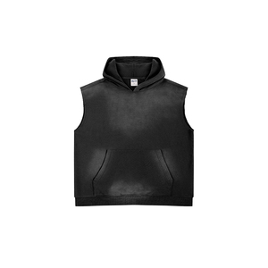 <span class=keywords><strong>Felpa</strong></span> <span class=keywords><strong>Senza</strong></span> <span class=keywords><strong>Maniche</strong></span> con <span class=keywords><strong>Cappuccio</strong></span> di Alta Qualità, Trendy e Must-have, con Bordi Grezzi e Finitura Spray Distrutta - Product Image 6