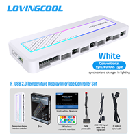 LOVINGCOOL Nouveau Kit de Contrôle de Ventilateurs pour Boîtier PC, Double 10 Ventilateurs avec Interface USB 2.0, Extension de Connexion Multimédia pour Radiateur