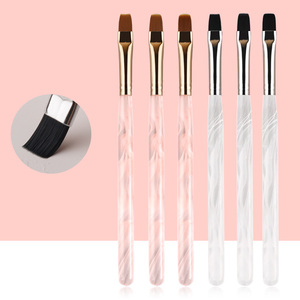 Pinceau à ongles professionnel en fibre de nylon avec manche en acrylique personnalisé, plat, rond, ovale, pour gel 3D, extension, manucure, salon - Product Image 4
