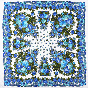 Rétro russe imprimé floral 90x90cm tête cou écharpe Bandana cheveux Wrap gland châles pour les femmes - Product Image 6