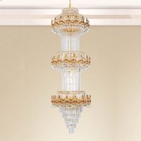 Lustre ovale en cristal classique de luxe pour hall d'hôtel, salle de banquet, éclairage élégant, décoration d'escalier en spirale, lampe suspendue